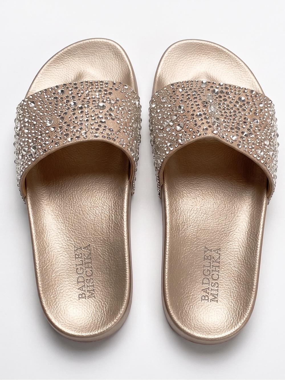 🌟🌟Badgley Mischka🌟Rose Gold Crystal Slides🌟Size 7🌟So Fun and Feminine🌟🌟